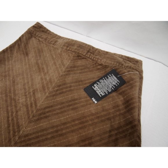 NWT H&M Womens Skirt 4 Corduroy A-Line Brown Chevron Textured - Picture 2 of 6